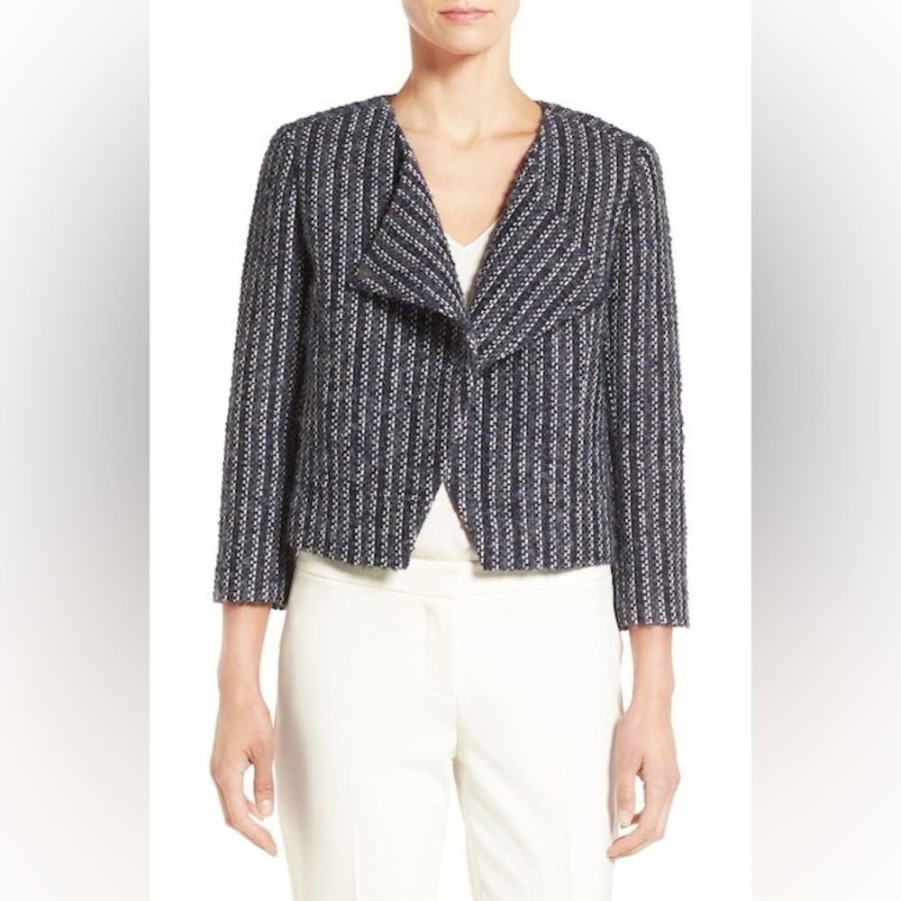 Classiques Entier Jacket Asymmetrical Crop Tweed Jacket Open Front M